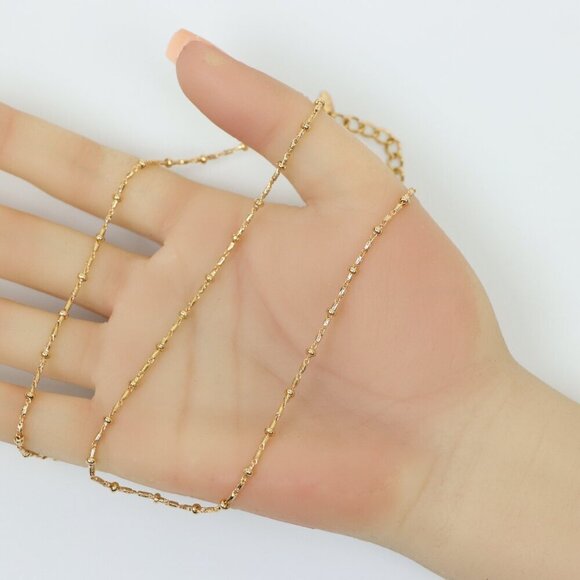 "Rose Gold Chain Necklace with Textured Links  Adjustable, XPNL0177 - Picture 5 of 12